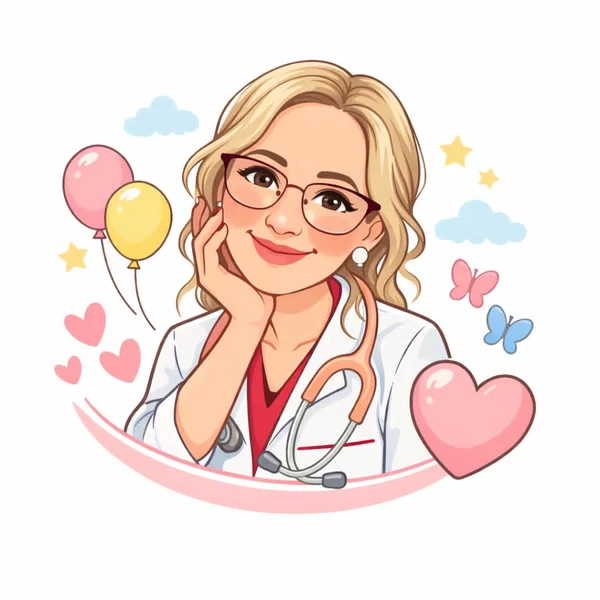 Ilustrație medic pediatru zâmbitor